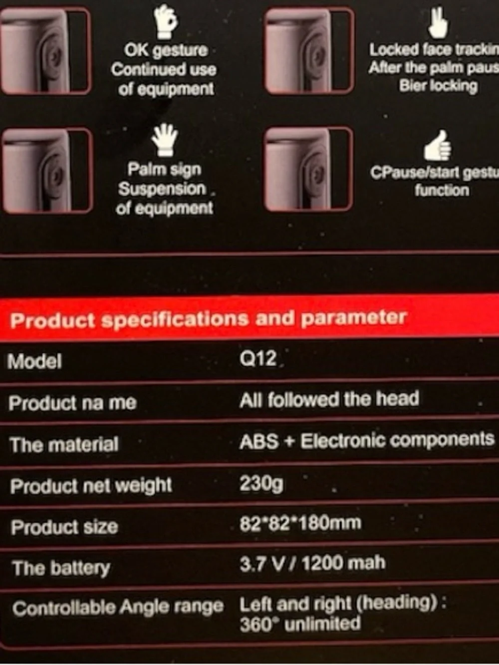 360 Degree Smart Shooting Gimbal AI Automatic Tracking Model - Q12 -